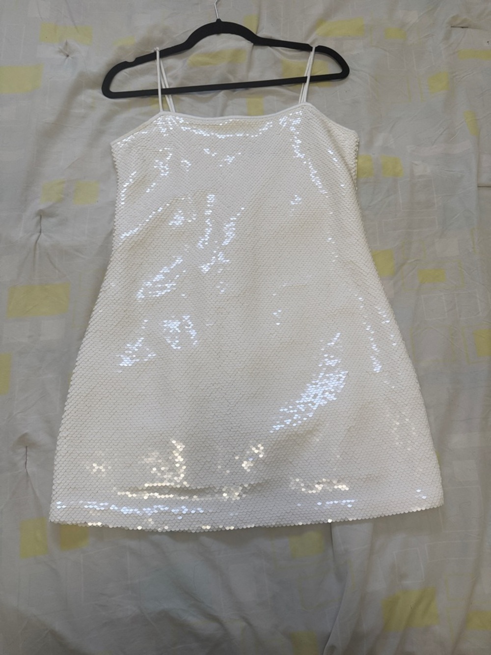 Abercrombie & Fitch White Sequin Spaghetti-Strap Party Dress